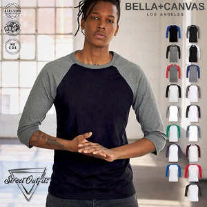 Mens Triblend 3/4 Sleeve Baseball T-Shirt Casual Raglan Top by Bella Canvas - Picture 1 of 22