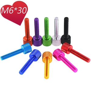 Alu Rändelschraube metrisch M6X30 Flachkopf Rändelschraube Schraube farbig - Bild 1 von 12