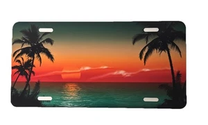 Palm Trees On Beach Tropical Paradise Vehicle Metal Novelty License Plate - Picture 1 of 1