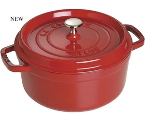 STAUB Cast Iron Dutch Oven 4-qt Round Cocotte, Cherry - Picture 1 of 6