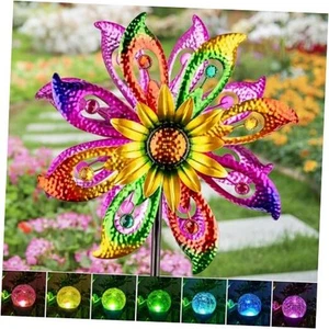 Solar Wind Spinners Outdoo with Lights Sunflower Garden Outdoor Decor Yard - Picture 1 of 8