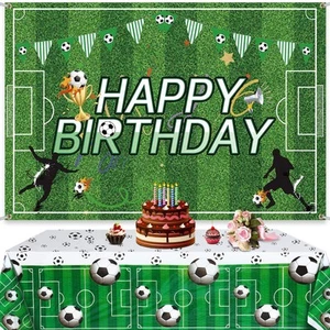 2 Pcs Soccer Birthday Party Decorations 5 x 3 ft Soccer Happy Birthday Backdr... - Picture 1 of 7