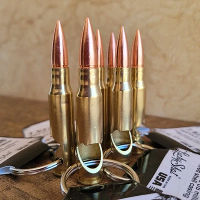 Llavero abridor de botellas 6 balas .308 7,62 mm carcasa real LuckyShot hecho en EE. UU. Foto 1 de 4