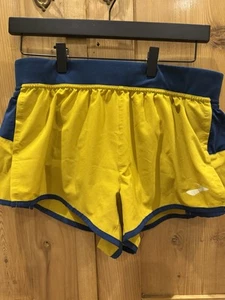Brooks Run Happy Athletic Running Gym Shorts Women's Size S Yellow/blue - Picture 1 of 4