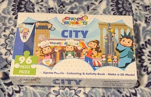 Kinder Puzzle mit Aktivitätsbuch 3D Modell Cheeky Monkeys "CITY" Neu 96 Teile - Bild 1 von 11