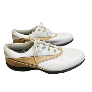 FootJoy Damen Golfschuhe 8,5 weiß/hellbraun Leder gepolstert E-Comfort 98702 Spikes - Bild 1 von 8