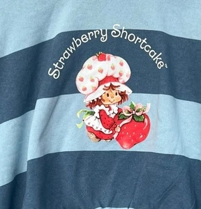 Sudadera Strawberry Shortcake Azul Rayas Recortada Polar Gráfico Grande Nueva con Etiquetas - Imagen 1 de 5