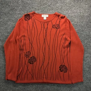 Cathy Daniels Pullover Damen Medium Rot Rose Blumen Rundhals Langarm Strick - Bild 1 von 13