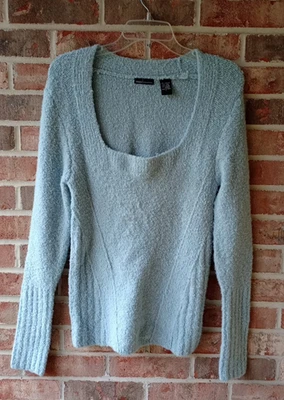 Moda International Women's Size L Baby Blue Sweater with 45% Acrylic, 32% wool. - Image 1 of 4