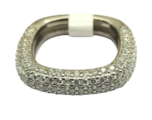 Elegante Taglio Quadrato Zircone Cubico Donna Anello 925 Argento Sterling Fascia - Foto 1 di 19
