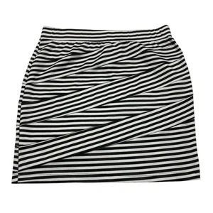 Dressbarn | White & Black Striped Mini Skirt | Women's Size L - Picture 1 of 6