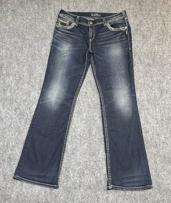 Silver Suki 17 Bootcut Womens Size 34/32 Blue Denim Embroidered Jeans Western - Image 1 of 4