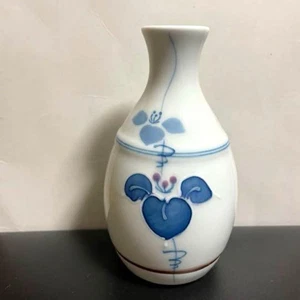 Bottiglia Sake Tokkuri Vaso Ceramica Giapponese 11 cm Bianco Blu Stoviglie - Foto 1 di 5