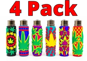 4 Pack - Clipper Large Pop Cover Lighters - Leaves Cover - Refillable Lighter - Picture 1 of 2