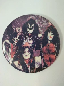 Vintage 1976 KISS 3" Button Pin Aucoin Official Release Destroyer - Picture 1 of 4