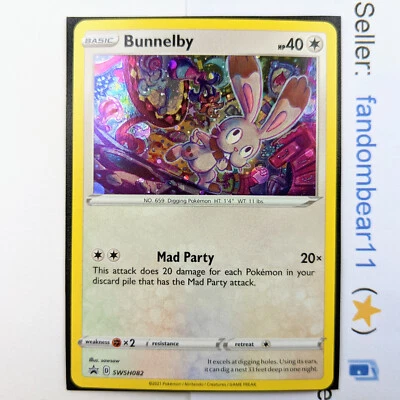 Bunnelby COSMOS HOLO BLACK STAR PROMO card SWSH082 Sword & Shield Pokemon 2021 - Image 1 of 4