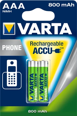 Varta Phone 58398 Batería 800 mAh AAA LR03 MN2400 Micro Batería 1.2V Ministilo