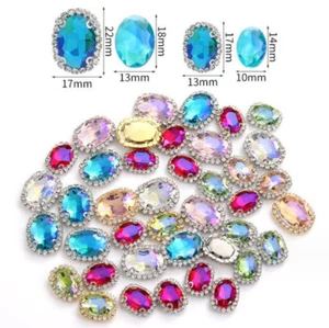 20pcs Crystal Transparent bottom Rhinestone diamond Faceted Glass Oval Jewel - Picture 1 of 12
