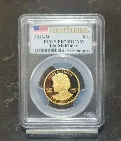 2013-W First Spouse Gold 1/2oz $10 Ida McKinley PCGS PR 70 First Strike Cover