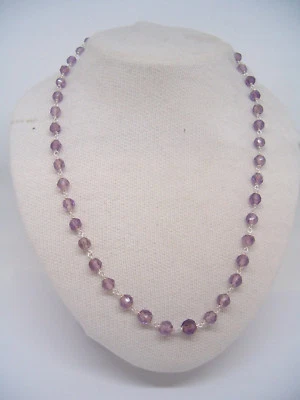 Collana in Argento 925 con AMETISTA naturale VIOLA -  girocollo pietre dure - - Immagine 1 di 4