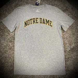 NOTRE DAME T-SHIRT heather gray classic spellout Fanatics Adult MENS MEDIUM new - Picture 1 of 4
