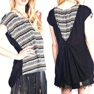 Umgee Top Size S M L Aztec Black Tribal Goth Whimsigoth Oversized Tunic Womens - Picture 1 of 4
