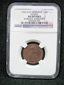 1795 S-IA Germany 1/2 Kreutzer Mainz-Freidrich Karl Josef - NGC AU Details - Picture 1 of 4