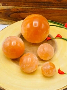 Orange Selenit Kugel, Kristallkugel, Reiki Massagegerät, Wählen Sie Ihre Größe - Bild 1 von 8