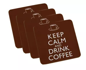 KEEP CALM AND DRINK COFFEE SET OF 4 TABLE DRINKS COASTERS MAT NEW AND BOXED - Picture 1 of 1