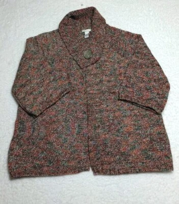 Suéter feminino TWEEDS colarinho de botão único frente aberta multicolorido tamanho 2X - Imagem 1 de 4