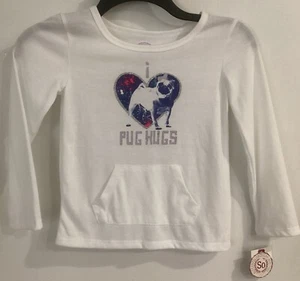 I LOVE PUG Hugs Top Shirt Pug Dog Lovers Size Size 6 NEW Kohl’s $36.00 - Picture 1 of 5