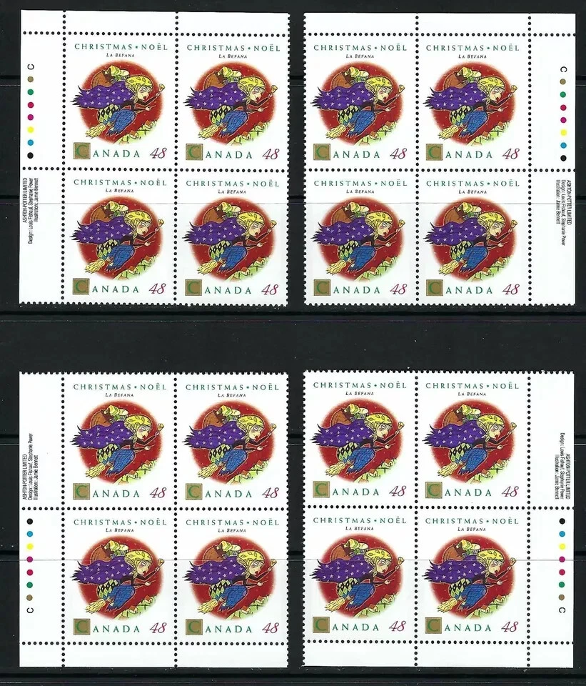 Canada - Scott 1453 - Matched Set of Plate Blocks - Christmas - 1992 - Image 1 of 1