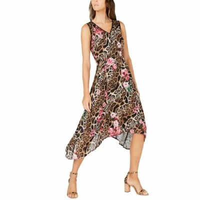 INC женщин напечатано носовой платок кромки трапеции платье TEDO - Изображение 1 из 2