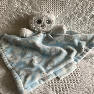 Blankets and Beyond Owl Baby Lovey Security Blanket Blue White Plush Toy - Picture 1 of 8