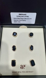 NEW! Bomb Party Simply Studs, Living And Loving, RBP8442 Earrings, Black Onyx - Picture 1 of 3
