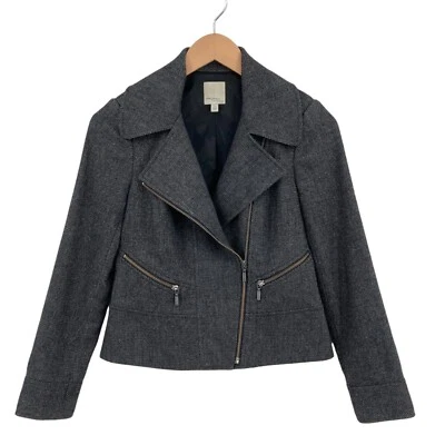 Chaqueta de Moto Halógena para Mujer XSP Gris Mezcla de Lana Forrada Recortada Cremallera Asimétrica Foto 1 de 4