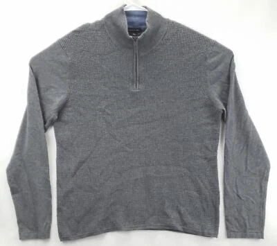 Мужской свитер Zachary Prell L серый хлопок с длинным рукавом ложный вырез 1/4 пуловер на молнии - Изображение 1 из 4