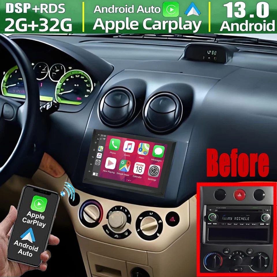 para Chevrolet Aveo 2009 2010 2011 Android 13 rádio estéreo carro Apple CarPlay GPS - Imagem 1 de 4