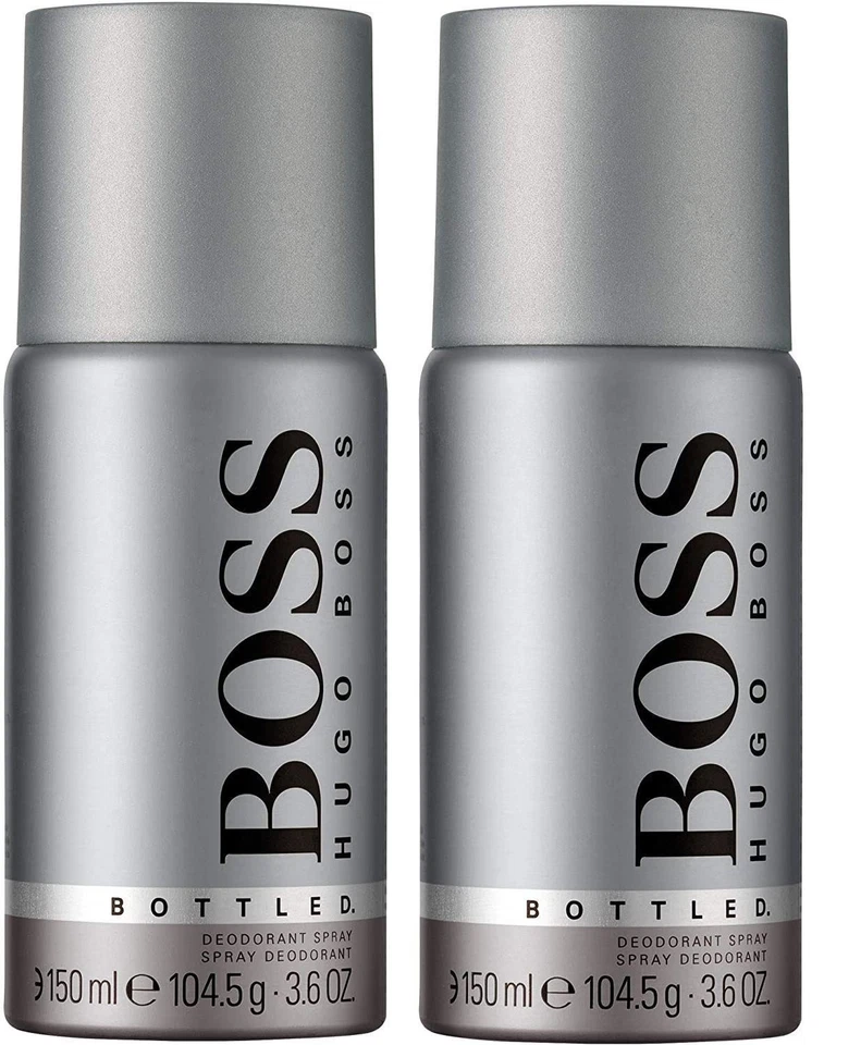 Hugo Boss Bottled 150ml Mens Gents Deodorant 2 Pack With Free Fragrance Gift