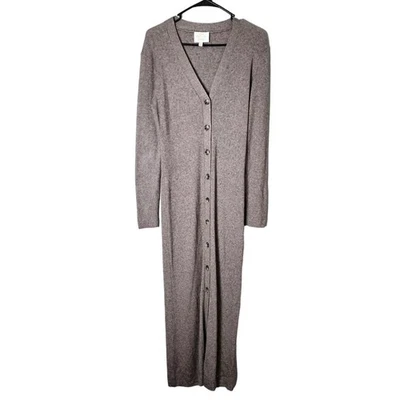 Ronny Kobo Vianne Maxi Dress Size Large Ribbed Knit Long Sleeve Button Front Tan - Image 1 of 4