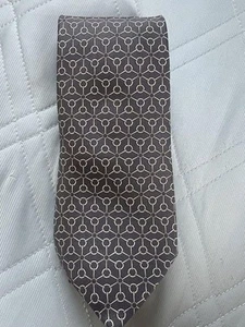 HERMES Necktie Tie Gray all-over pattern 100% Silk made in France J4839 - Picture 1 of 24