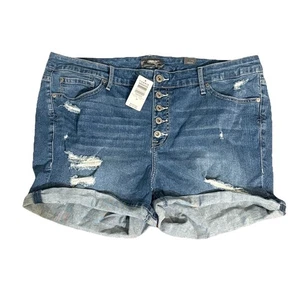Pantaloncini denim donna Torrid Feel The Fit taglie forti 18 nuovi con etichette vita alta bottoni mosca - Foto 1 di 8