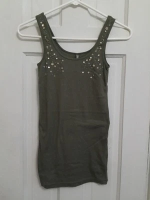 Vintage y2k Charlotte Russe Top With Silver Sequins Around Neck Gray S C3 Foto 1 de 4