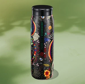 Vaso botella de agua con aislamiento al vacío Farm Rio + Starbucks negro 20 oz verano '25 - Imagen 1 de 4