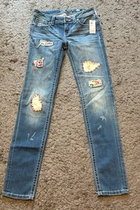 NEW MISS ME GIRLS JEANS SIZE 14 embroidered SKINNY JEANS YOUTH - Picture 1 of 10