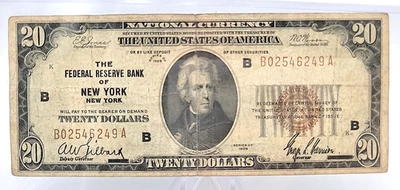 1929 $20 Federal Reserve Bank of New York Brown Seal Note Lot.H61 - Image 1 of 4