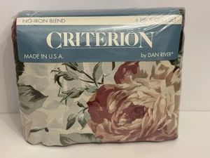 Vintage Dan River 4-teiliges Marseille Rosen Blumen König Bettwäsche Set NEU - Bild 1 von 9
