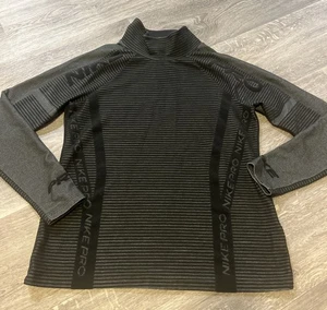 NIKE Pro Fit Hyperwarm Men's Pullover Shirt Ribbed Black/Purple Size Medium - Picture 1 of 8