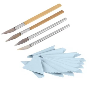 Agate-Knife Edged Burnisher Set Polishing Tools Carving Precious Metal - Foto 1 di 29