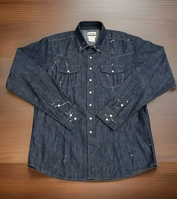 Camisa Ariat Para Hombre Mediana M Denim Azul Abotonada Manga Larga Western Pearl Snap Foto 1 de 4